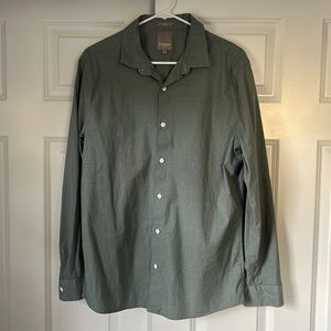 A-Frame Mens Large Slim Stretch Purple Casual Button-Up Shirt